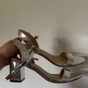 Silver Strappy Heeled Sandals